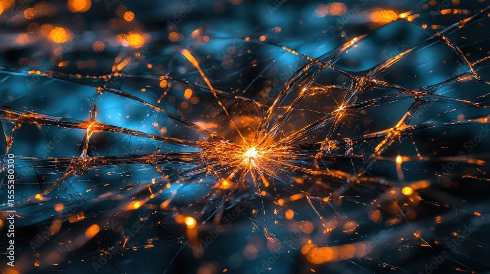 Aufkleber Explosive energy release abstract background digital art night setting macro view visualizing chaos and beauty