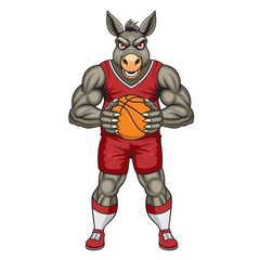 basketball mascot donkey vector illustration donkey basketball design
