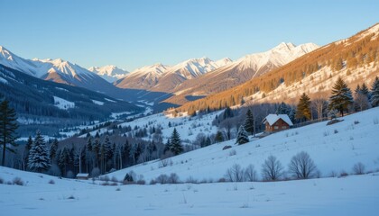 snow covered mountains
