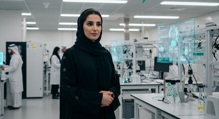 Confident Scientist in Modern Lab, Leading Innovation