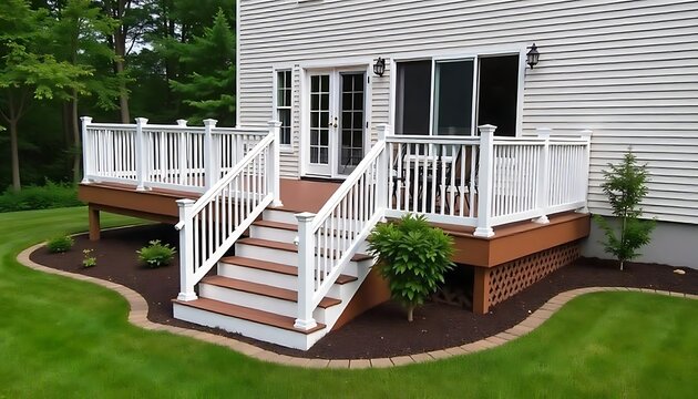 Outdoor Decking with Stairs Made from Trex Material , Outdoor Stairs HDR, created with generative ai