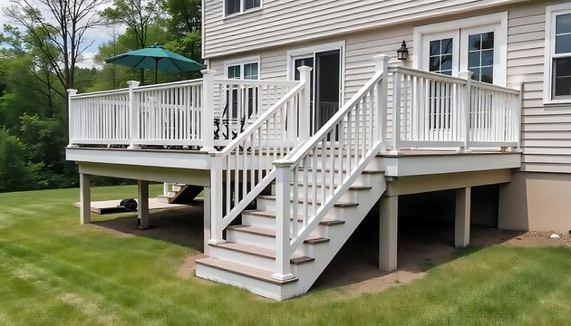 Outdoor Decking with Stairs Made from Trex Material , Outdoor Stairs HDR, created with generative ai