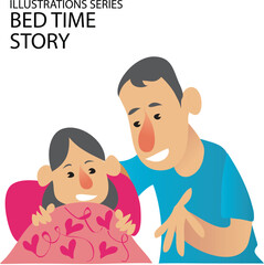 illustration vector of dad bedtime story
