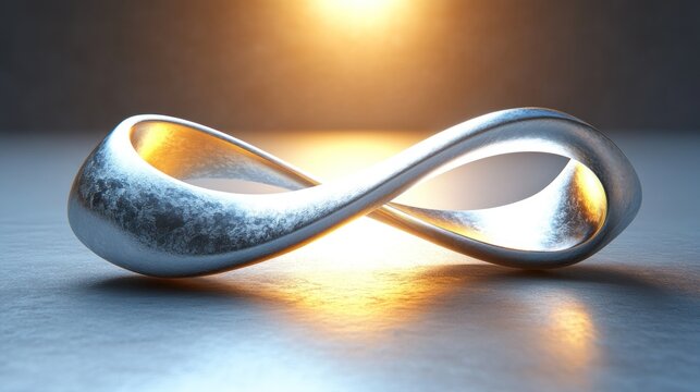 Silver infinity symbol, lit from below