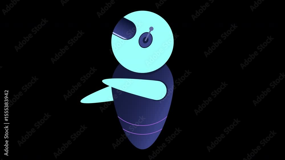 Poster futuristic robot animation. flying robot with lens. robotic innovation technology. 4k video animated