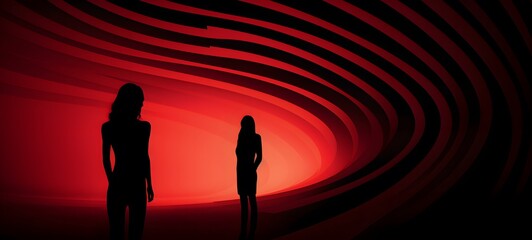 pop surreal unreal silhouettes spiral towards vampire,ai generatif