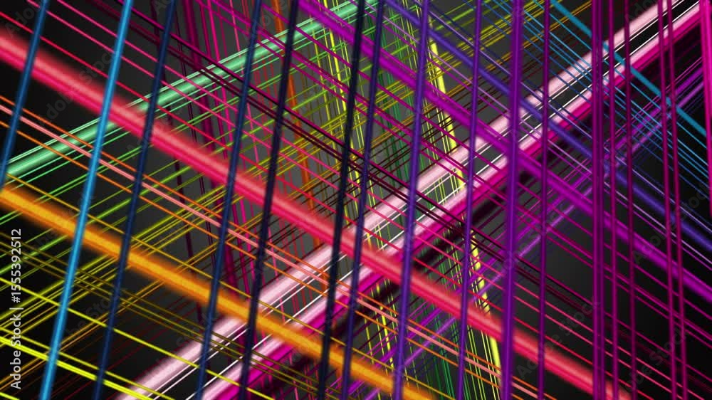 Poster fantastic video animation with stripe objects in slow motion, 4096x2304 loop 4k