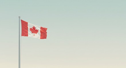 Canadian Flag Waving in a Clear Sky A Symbol of Canadian Identity