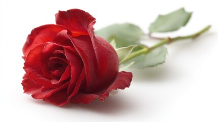 A solitary red rose in full bloom, symbolizing love and passion in its purest form