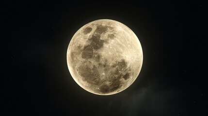 Fototapeta premium Full Detailed Moon Isolated on Starry Night Sky Background Lunar Surface Astronomy