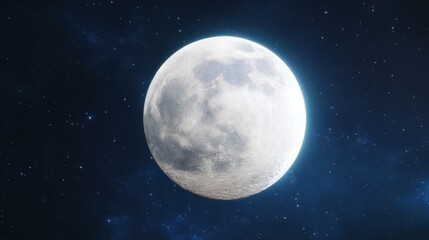 Fototapeta premium Realistic Full Moon Texture Against Starry Nebula Nightscape Space Astronomy