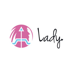 woman head arrow concept logo design vector template