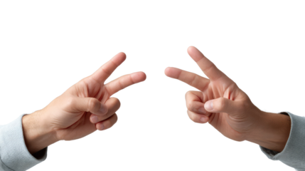 Rock Paper Scissors: Two hands poised in a playful game of strategy, making gestures. A modern artistic expression.