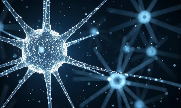 Glowing Blue Neurons and Neural Networks on Dark Background Representing Brain Activity and Connections - Powered by Adobe