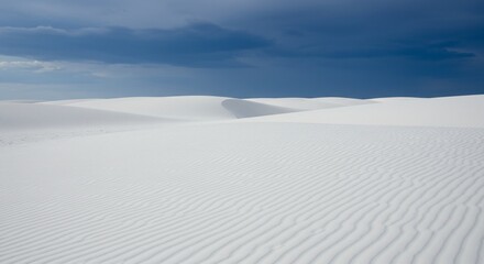 White Sands National Park Rippled Dunes Under Moody Blue Sky