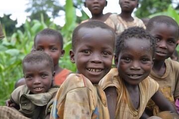 Unidentified Ghanaian little boys in the village. Children of Ghana suffer of poverty due to the economic situation
