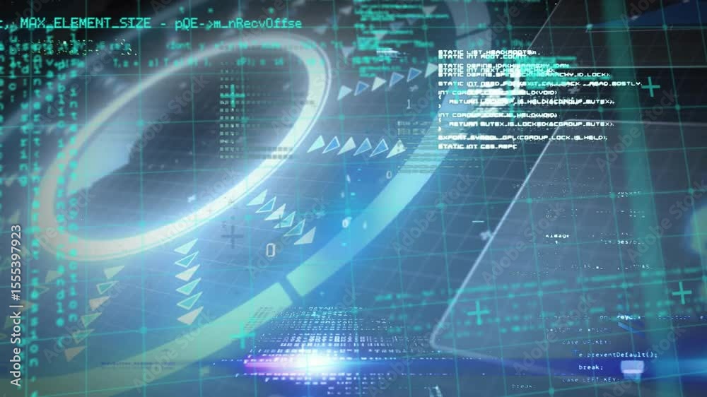 Poster when interface initializes, ring pulsing, rotating arrows and code panel emerging for scanning
