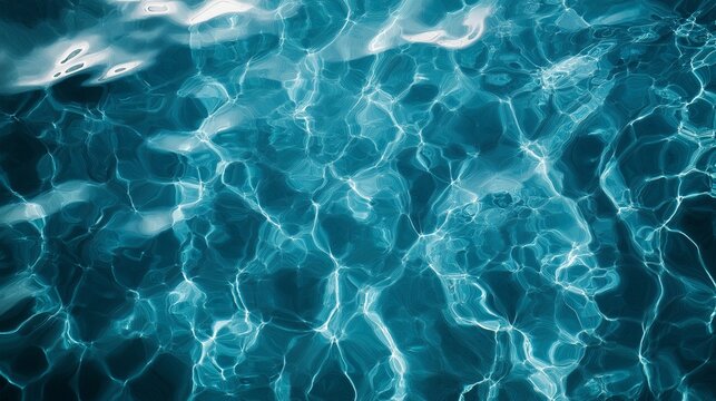 Crystal-clear water texture background with soft ripples and reflections, top view for design elements