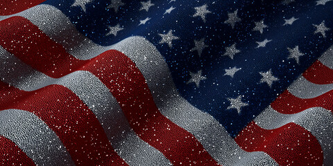 Waving united states flag formed by small spheres, a symbol of american patriotism