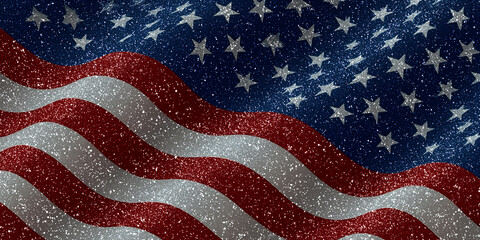 Glittering american flag waving in the wind