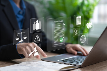 Business Compliance, Ethical Practices, Businesswomen check document, and Audit business internal...