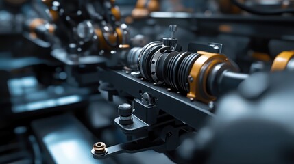 Naklejka premium Precision Engineered Mechanical Assembly: Close-Up of a Sophisticated Machine Component