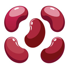 six kidney beans vegetable separately set  isolated  on white background