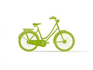 Fototapeta premium green bicycle, white background, vintage style, simple design, two wheeler, transportation