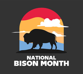 Happy National Bison Month with a silhouette of a bison