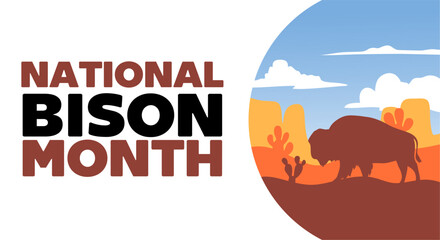 Happy National Bison Month with a silhouette of a bison