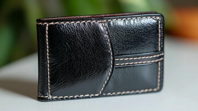 Elegant Black Leather Card Holder - Powered by Adobe