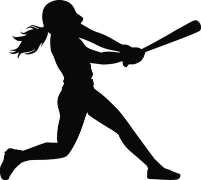 Softball Player, Baseball player silhouette design eps on transparent background