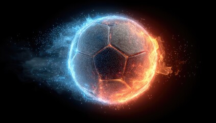 Fototapeta premium Fiery Soccer Ball Emits Intense Energy and Glow