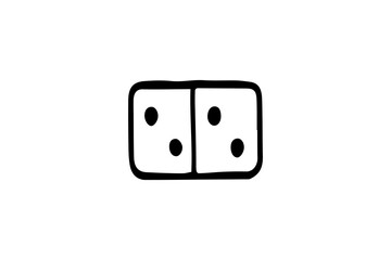 This is a minimalist black and white illustration of a domino tile. The tile is divided into two equal sections by a vertical line.