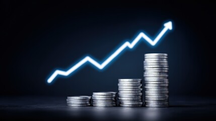 Rising Silver Coin Stacks Showing Financial Growth and Investment Success A Powerful Visual Metaphor for Economic Progress