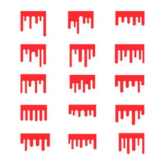 Red Dripping Liquid Shapes Set. A collection of abstract designs featuring red dripping or melting liquid shapes.