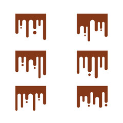 Brown Dripping Liquid Shapes Set. A collection of abstract designs featuring brown dripping or melting liquid shapes.