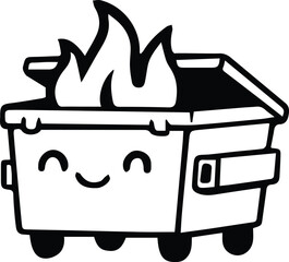 Cute dumpster fire design isolated on white background eps