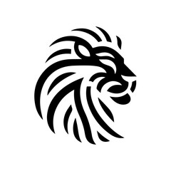 Obraz premium Minimalist lion face tribal mark in black