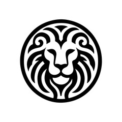 Minimalist lion face tribal mark in black