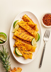 Chili lime grilled pineapple, top view