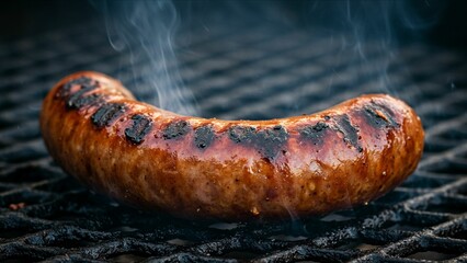 Grilled Sausage on BBQ Grill