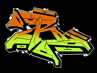 graffiti r, illustration of r font with cool wildstyle graffiti pattern and bright colors