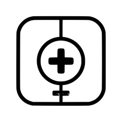 Obraz premium Simple black line art icon of a female medical symbol.