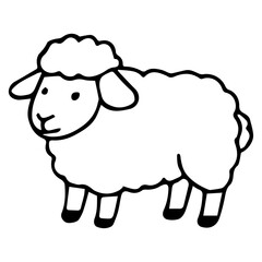 Cute cartoon sheep outline design isolated on white background eps