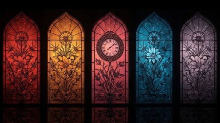 colourful Stained Glass Panels.