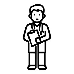 Obraz premium A doctor stands attentively, holding a clipboard and wearing a stethoscope.