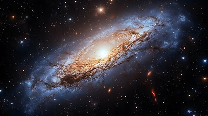 Fototapeta premium Spiral galaxy cosmic dust and stars night sky space background