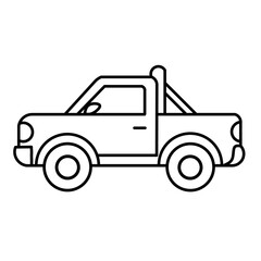 Vector illustration of a sketch of a modern stylized pick up car, either as a sticker, logo or icon on a white background.