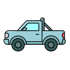Vector illustration of a modern stylized pick up car, either as a sticker, logo or icon on a white background.
